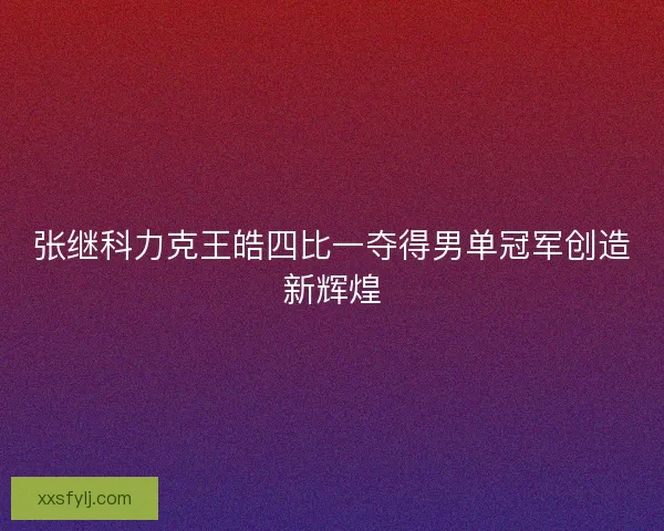 张继科力克王皓四比一夺得男单冠军创造新辉煌