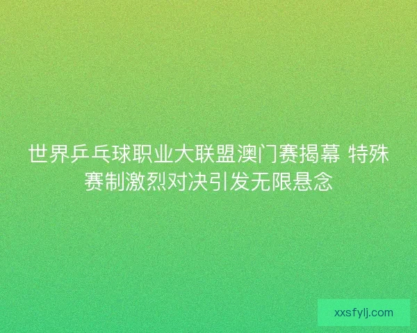 世界乒乓球职业大联盟澳门赛揭幕 特殊赛制激烈对决引发无限悬念