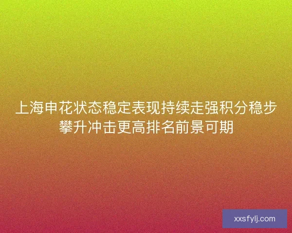 上海申花状态稳定表现持续走强积分稳步攀升冲击更高排名前景可期